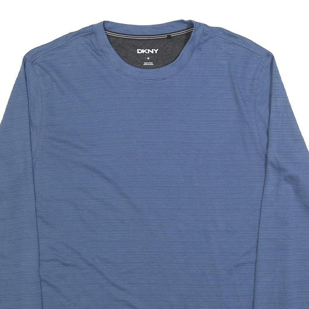 DKNY Mens Blue Long Sleeve Crew Neck T-Shirt M Polyester Blend Lightweight