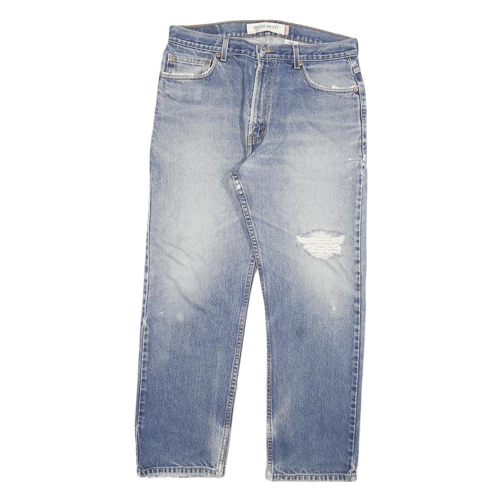 LEVI'S 505 Mens Jeans Blue Regular Straight Denim Medium W32 L29 Distressed