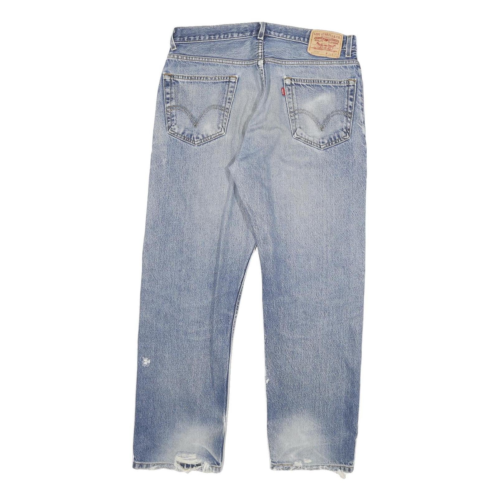 LEVI'S 505 Mens Jeans Blue Regular Straight Denim Medium W32 L29 Distressed