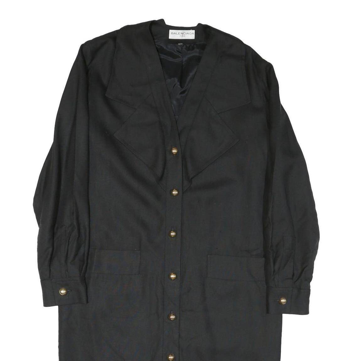 BALENCIAGA Womens Black Button Jacket S Cotton Blend Classic Long Sleeve Elegant