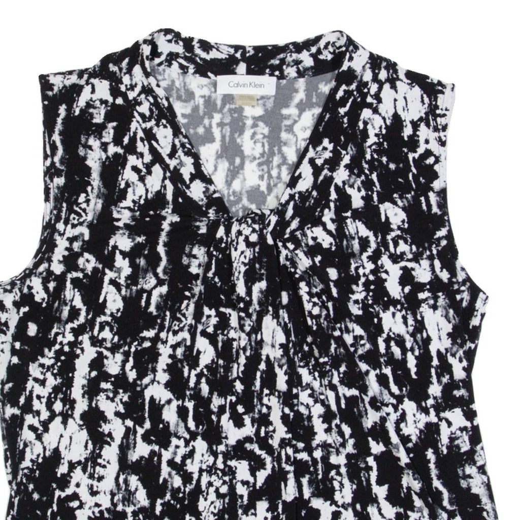 CALVIN KLEIN Womens Printed Top Black Sleeveless Crazy Pattern M