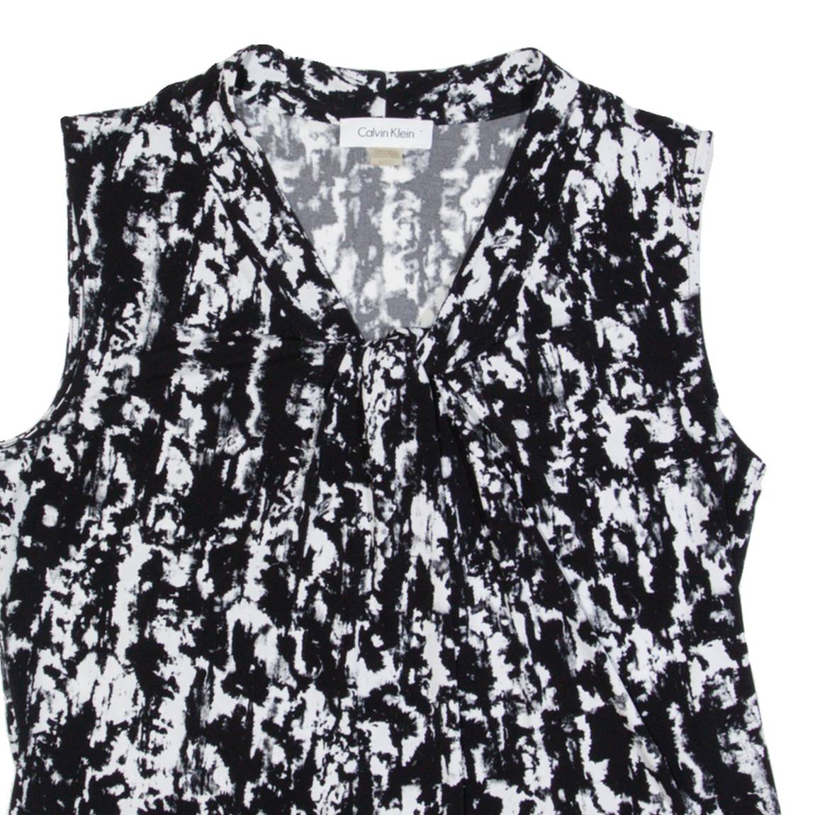 CALVIN KLEIN Womens Printed Top Black Sleeveless Crazy Pattern M