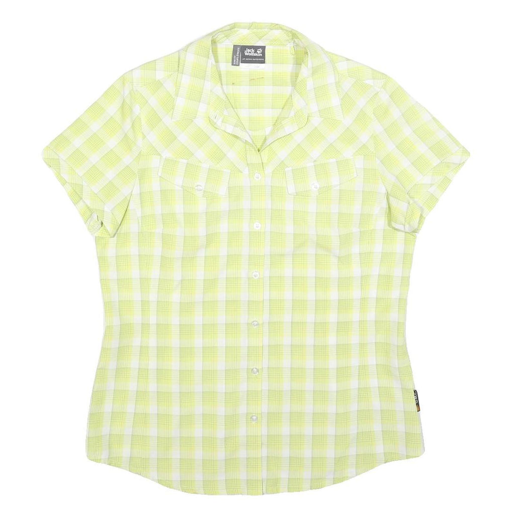 JACK WOLFSKIN Womens Green & White Check Shirt UK 16 Lightweight Outdoor Casual