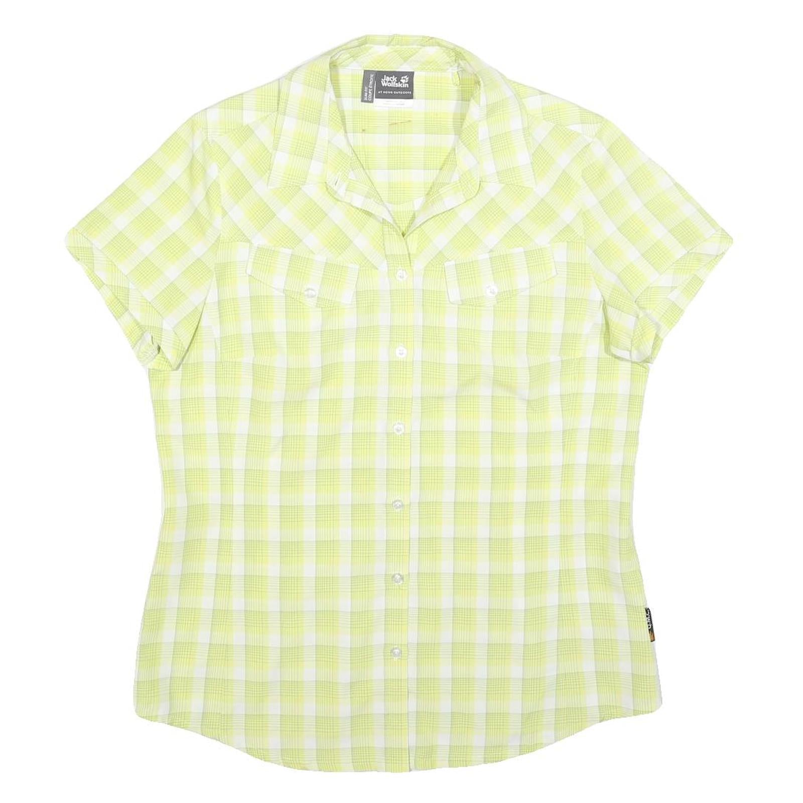 JACK WOLFSKIN Womens Green & White Check Shirt UK 16 Lightweight Outdoor Casual