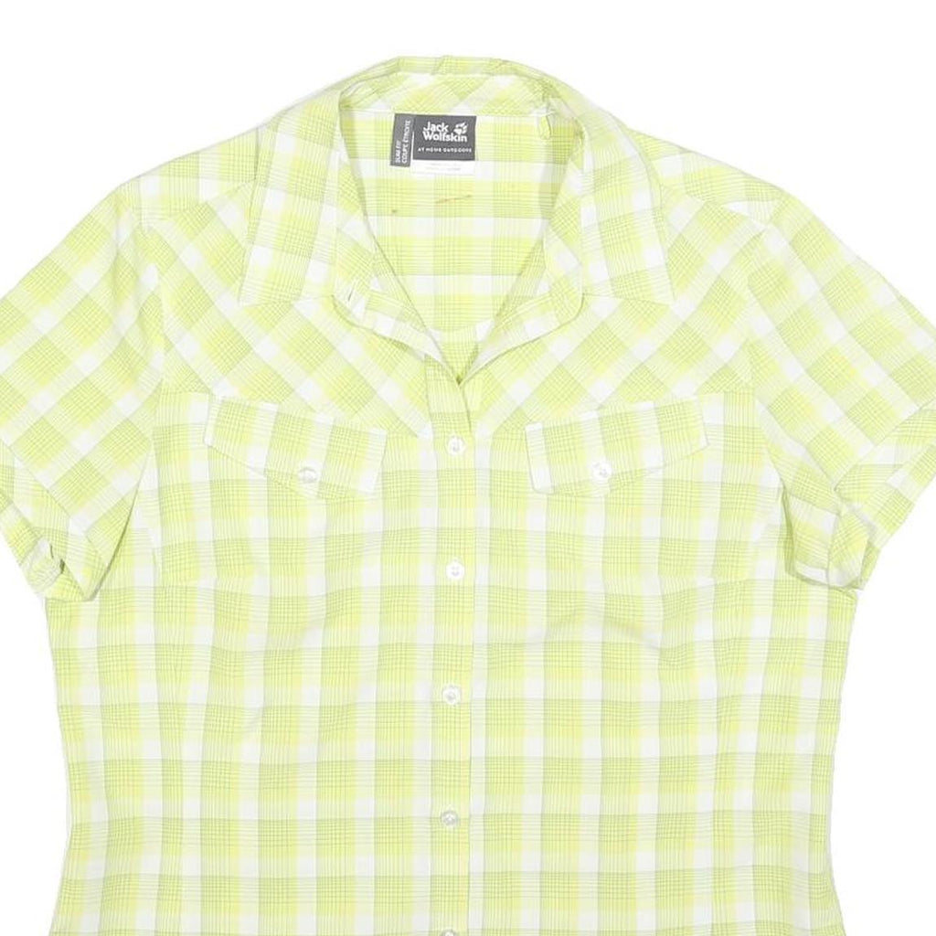 JACK WOLFSKIN Womens Green & White Check Shirt UK 16 Lightweight Outdoor Casual