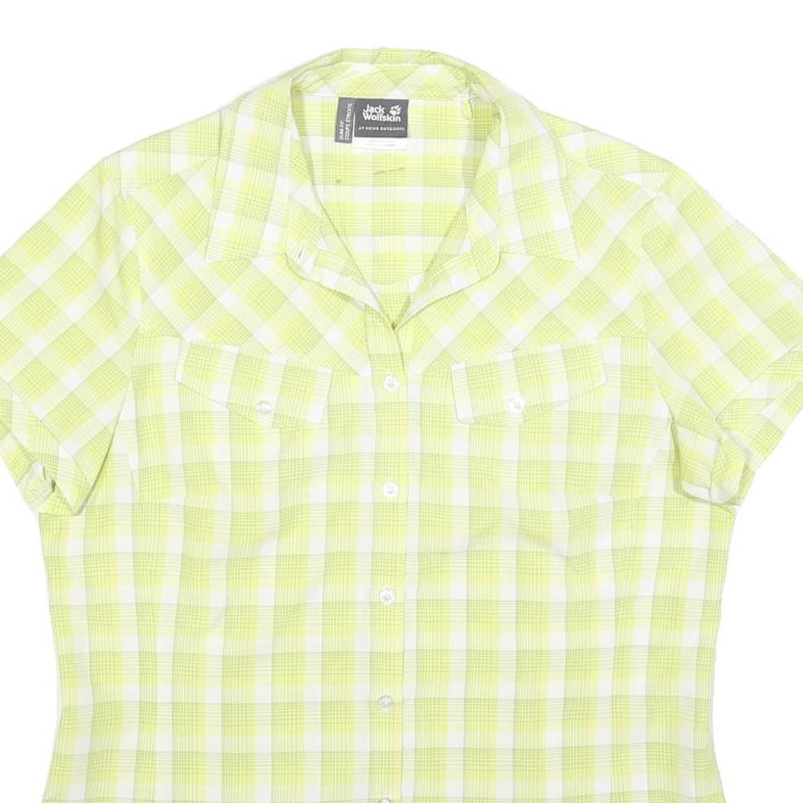 JACK WOLFSKIN Womens Green & White Check Shirt UK 16 Lightweight Outdoor Casual