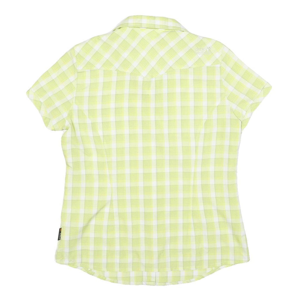JACK WOLFSKIN Womens Green & White Check Shirt UK 16 Lightweight Outdoor Casual