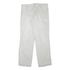 FACTORY Mens Relaxed Light Grey Cotton Blend Trousers W37 L33 Casual Zip Closure