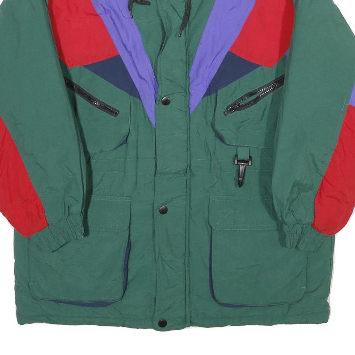 JONATHAN STONE Mens Green Red Purple Colourblock Nylon Jacket S Outdoor Zip