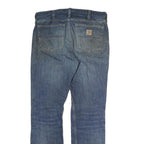 CARHARTT Mens Regular Fit Straight Leg Denim Blue Cotton W32 L32 Zip Jeans