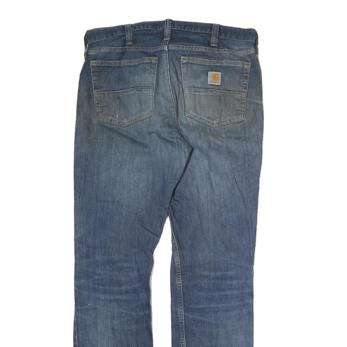 CARHARTT Mens Regular Fit Straight Leg Denim Blue Cotton W32 L32 Zip Jeans