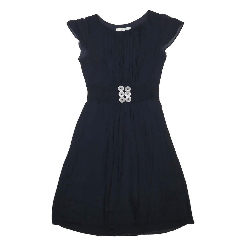 BODEN Womens Navy Blue Day Viscose Plain Short Sleeve Knee Length UK 8 Dress