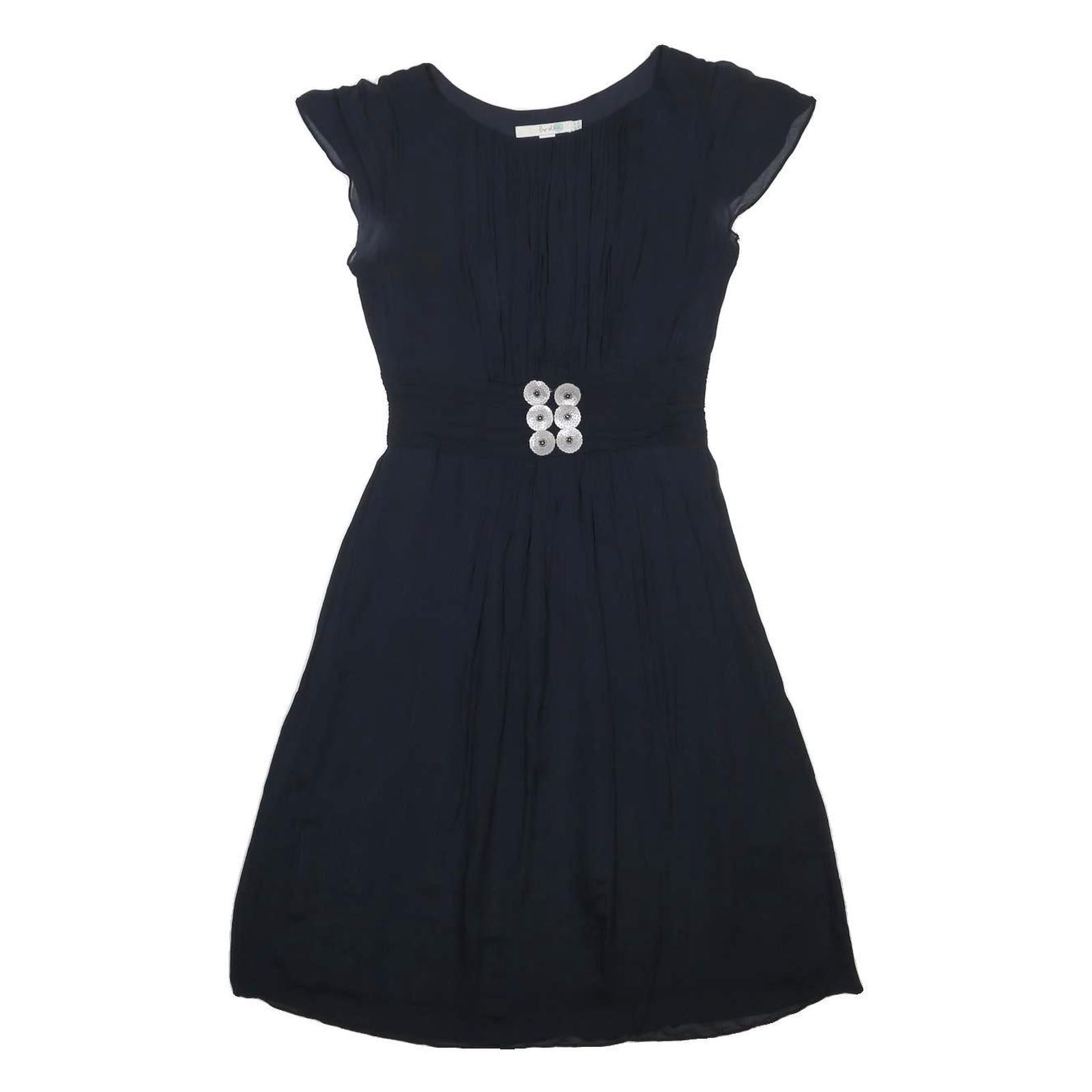 BODEN Womens Navy Blue Day Viscose Plain Short Sleeve Knee Length UK 8 Dress