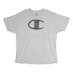 CHAMPION Mens Grey XL Cotton T-Shirt Short Sleeve Crew Neck Large Logo Print