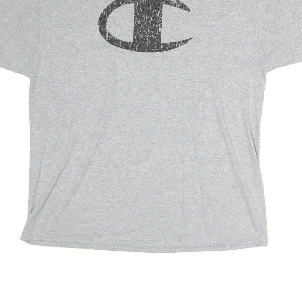 CHAMPION Mens Grey XL Cotton T-Shirt Short Sleeve Crew Neck Large Logo Print