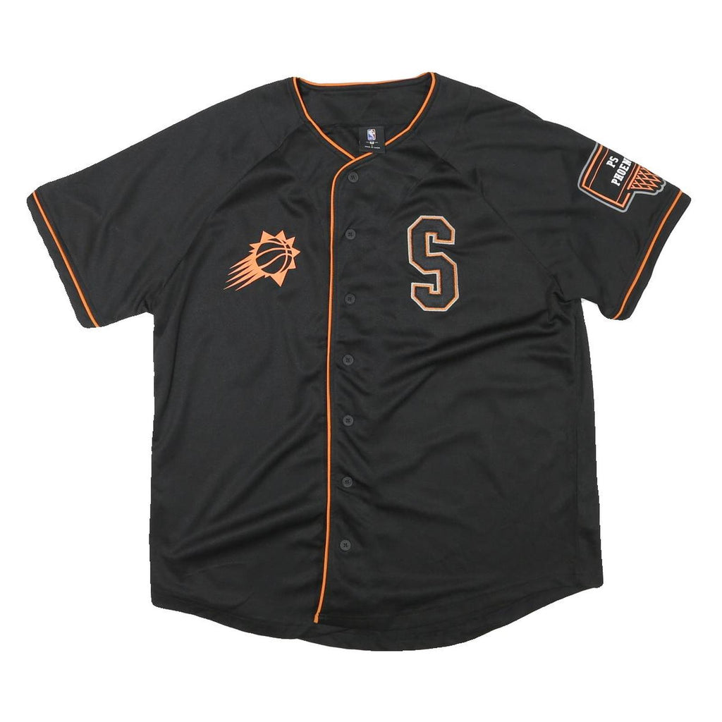 NBA Mens Black & Orange Phoenix Suns Baseball Jersey L Short Sleeve Crew Neck