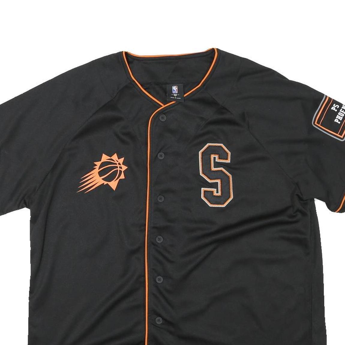 NBA Mens Black & Orange Phoenix Suns Baseball Jersey L Short Sleeve Crew Neck