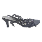 COMFORT PLUS Womens Black Strappy Sandals Synthetic UK 6 Dressy Mid Heel