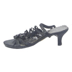 COMFORT PLUS Womens Black Strappy Sandals Synthetic UK 6 Dressy Mid Heel