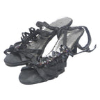 COMFORT PLUS Womens Black Strappy Sandals Synthetic UK 6 Dressy Mid Heel