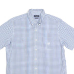 CHAPS Mens Blue & White Check Shirt L Cotton Blend Button Down Casual