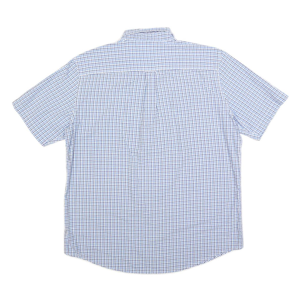 CHAPS Mens Blue & White Check Shirt L Cotton Blend Button Down Casual
