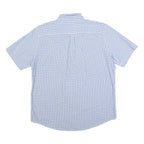 CHAPS Mens Blue & White Check Shirt L Cotton Blend Button Down Casual