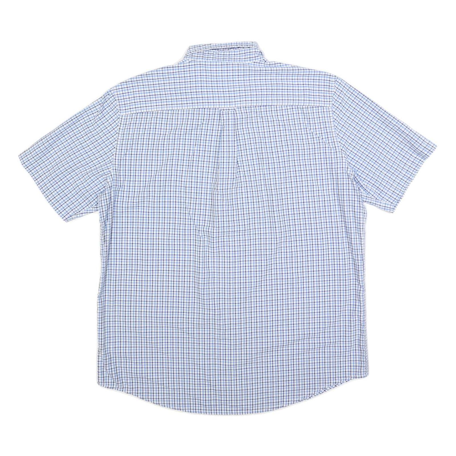 CHAPS Mens Blue & White Check Shirt L Cotton Blend Button Down Casual