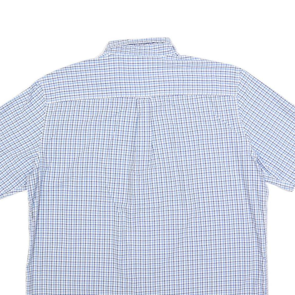 CHAPS Mens Blue & White Check Shirt L Cotton Blend Button Down Casual