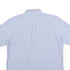 CHAPS Mens Blue & White Check Shirt L Cotton Blend Button Down Casual