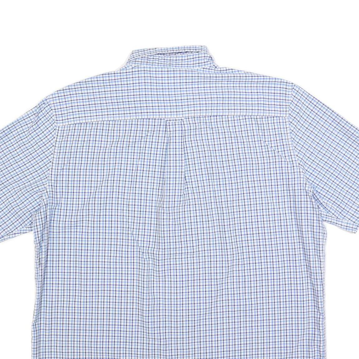 CHAPS Mens Blue & White Check Shirt L Cotton Blend Button Down Casual