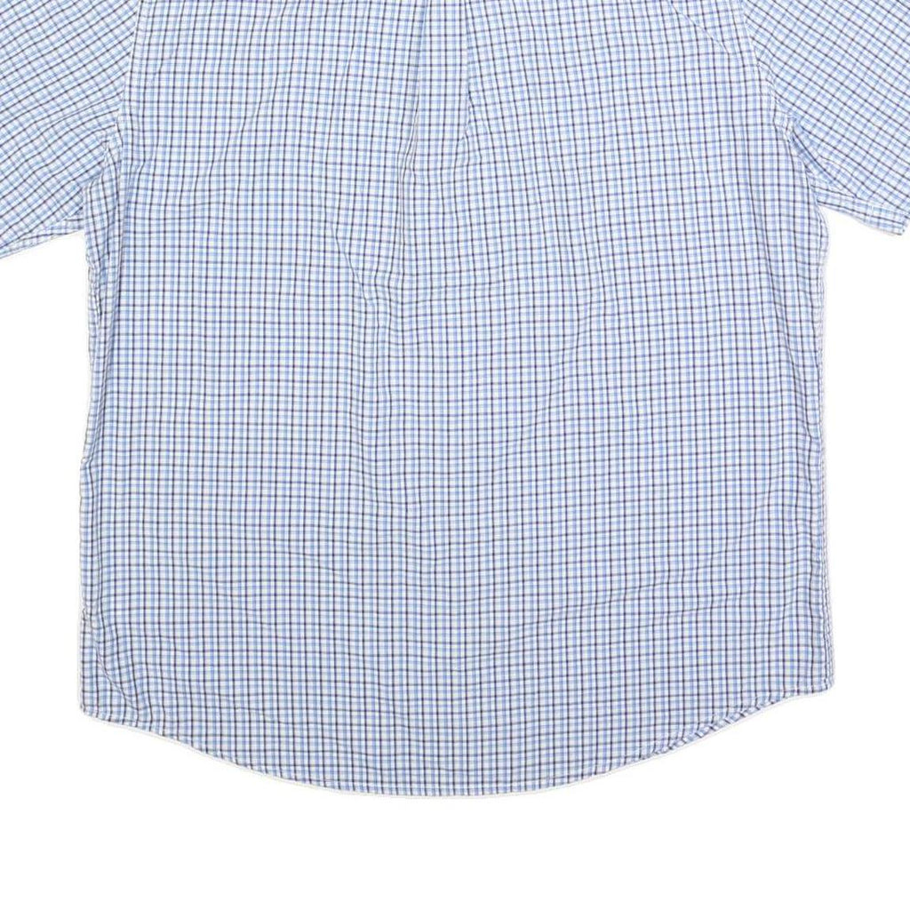 CHAPS Mens Blue & White Check Shirt L Cotton Blend Button Down Casual