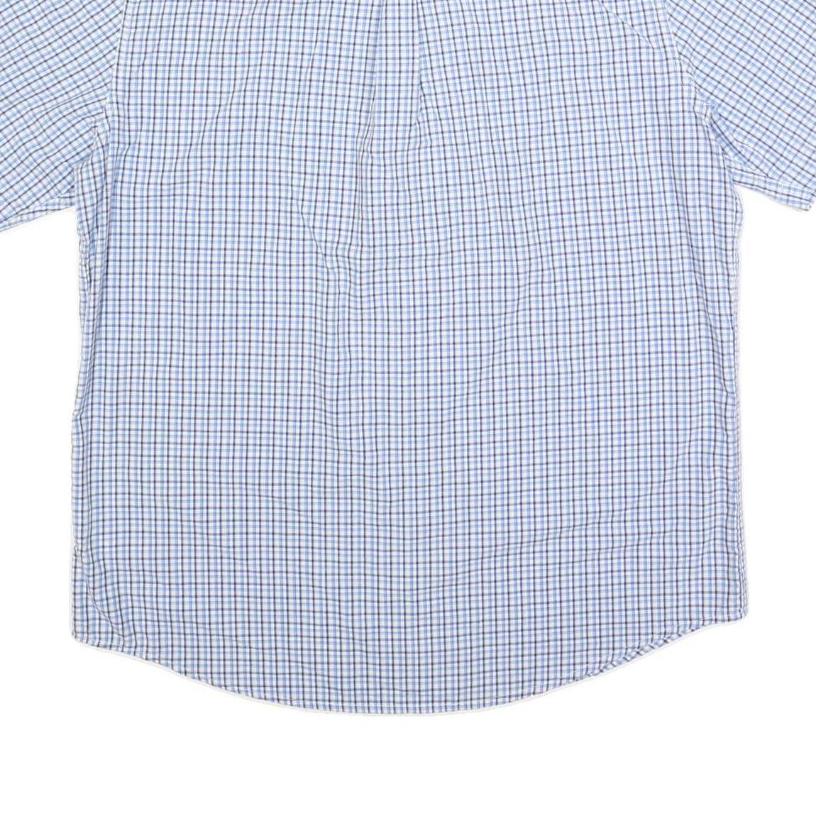 CHAPS Mens Blue & White Check Shirt L Cotton Blend Button Down Casual