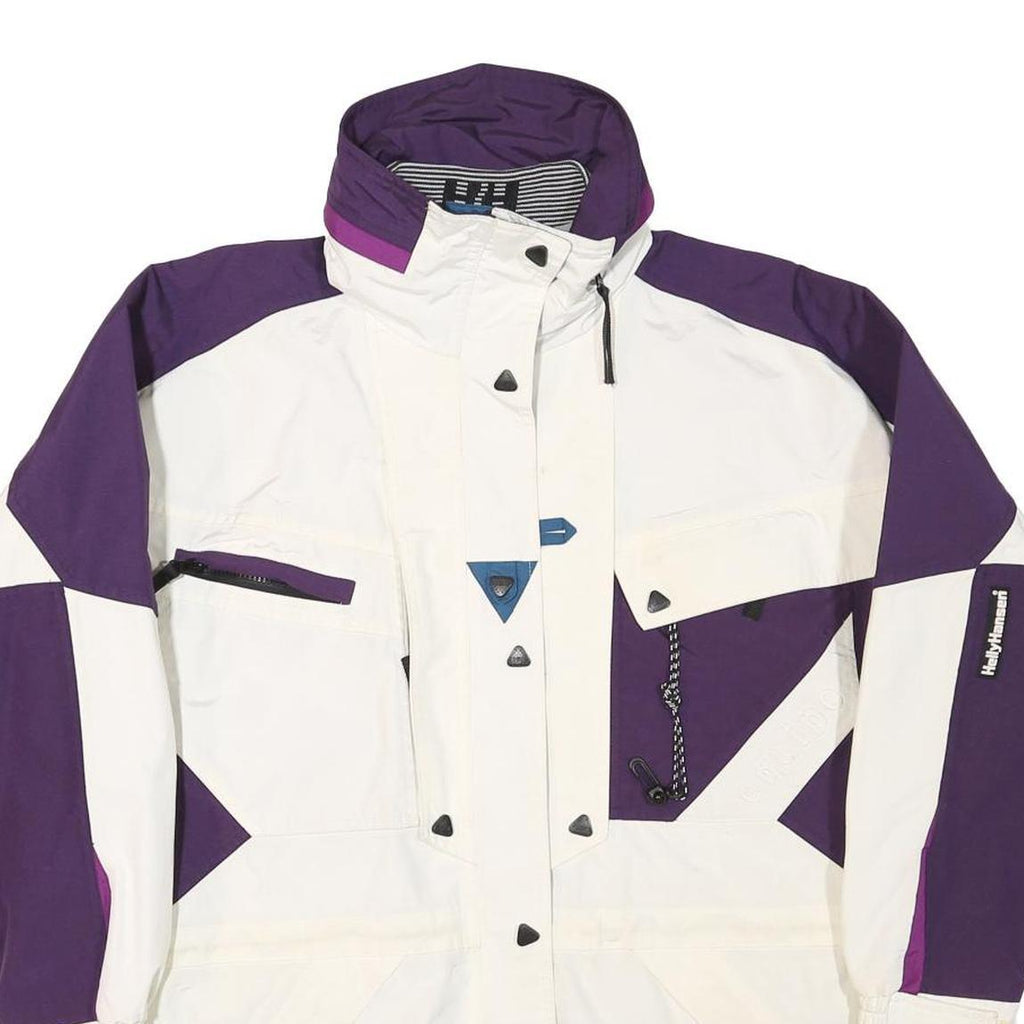 HELLY HANSEN Womens Purple & White Outdoor Jacket S Polyester Blend Zip Pocket
