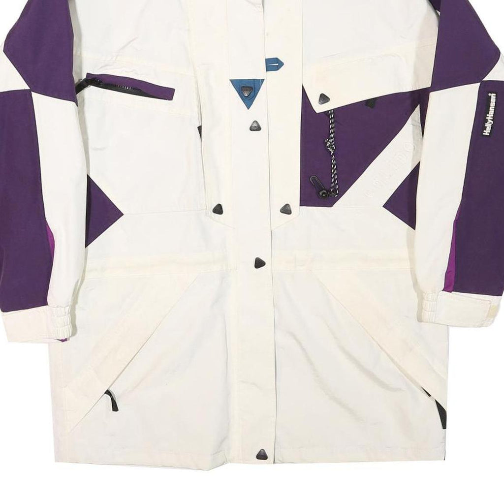 HELLY HANSEN Womens Purple & White Outdoor Jacket S Polyester Blend Zip Pocket