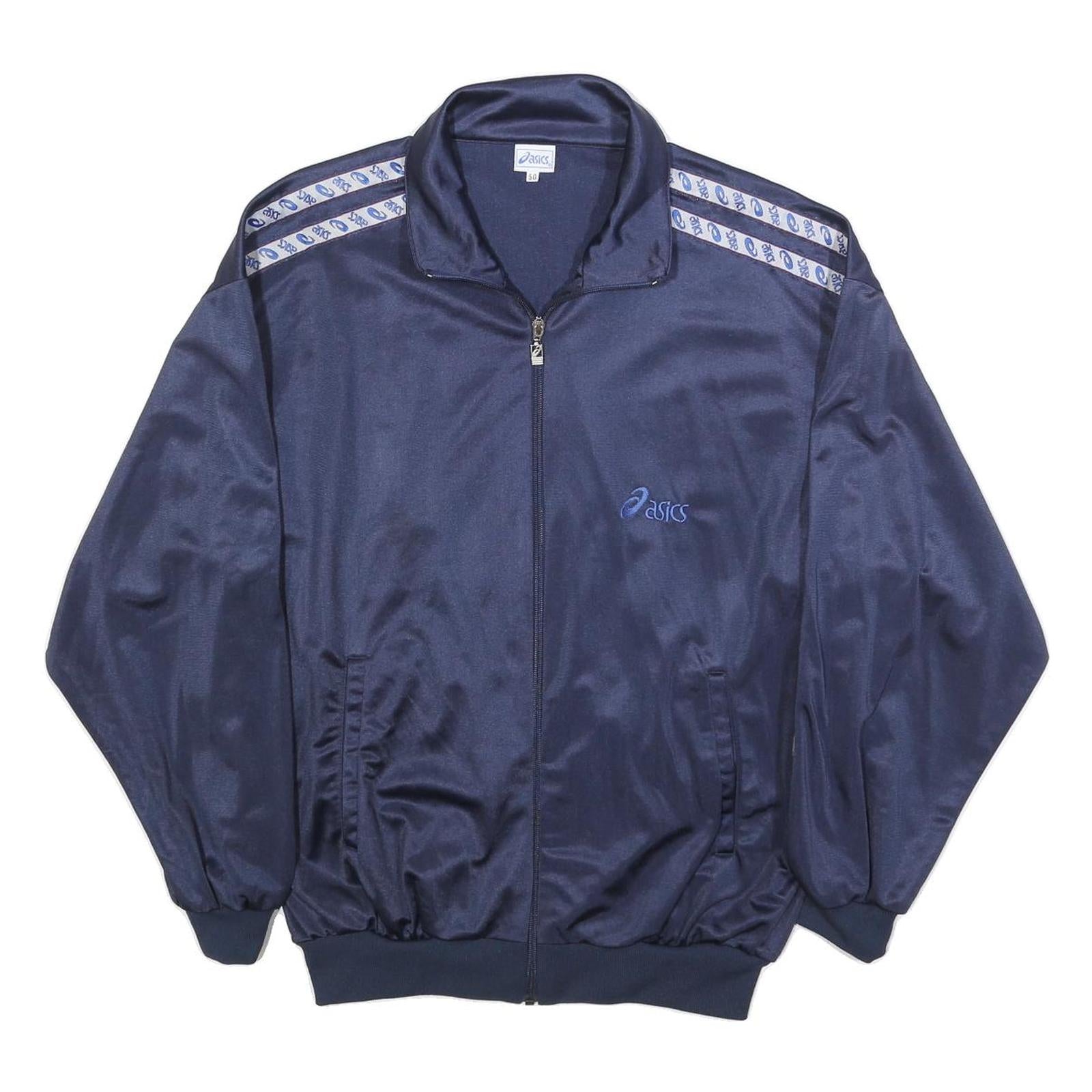 ASICS Womens Navy Blue Zip Track Jacket L Polyester Sportswear