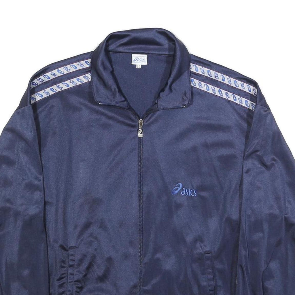 ASICS Womens Navy Blue Zip Track Jacket L Polyester Sportswear