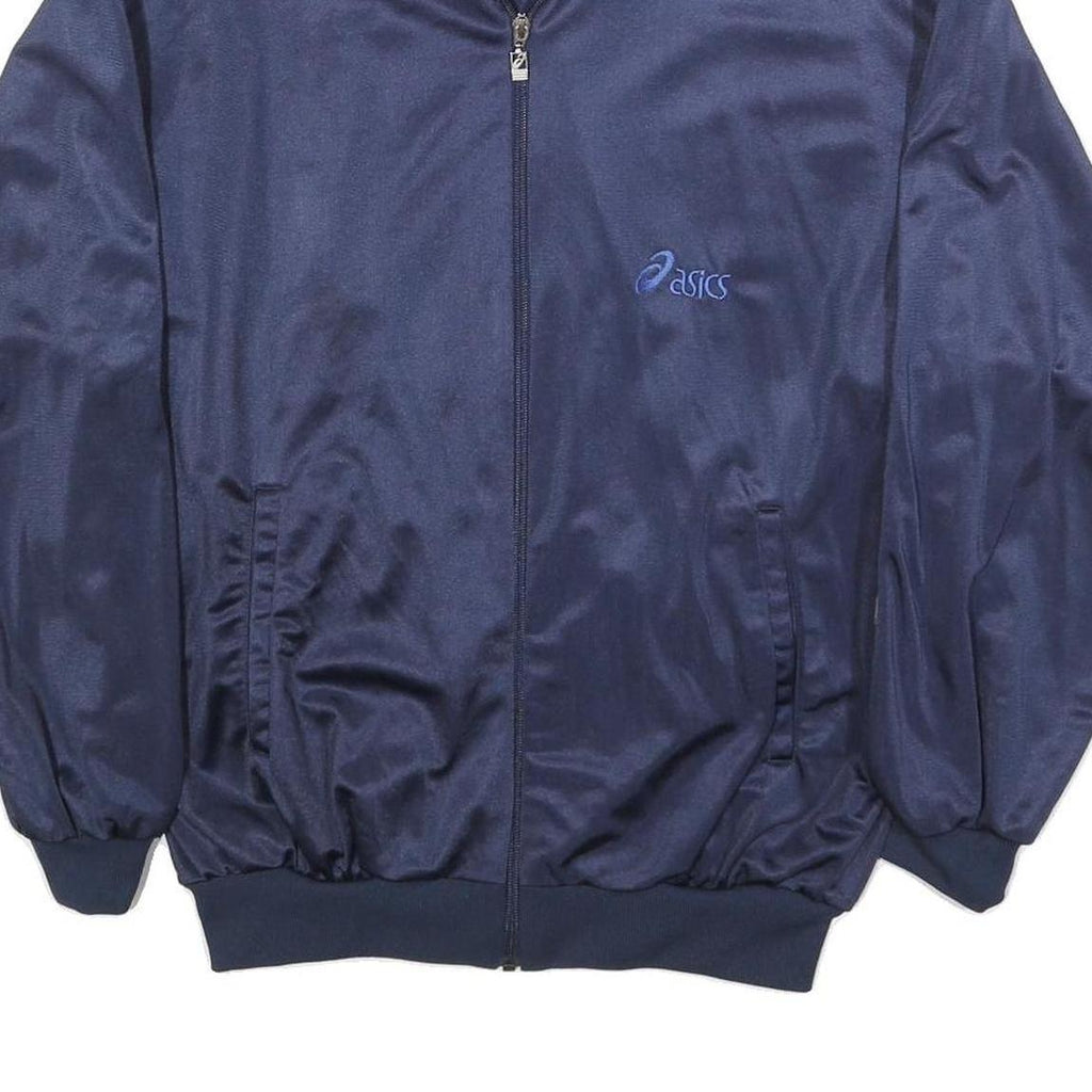 ASICS Womens Navy Blue Zip Track Jacket L Polyester Sportswear