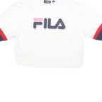 FILA Womens White Navy & Red Graphic T-Shirt XS Short Sleeve Crew Neck Crop