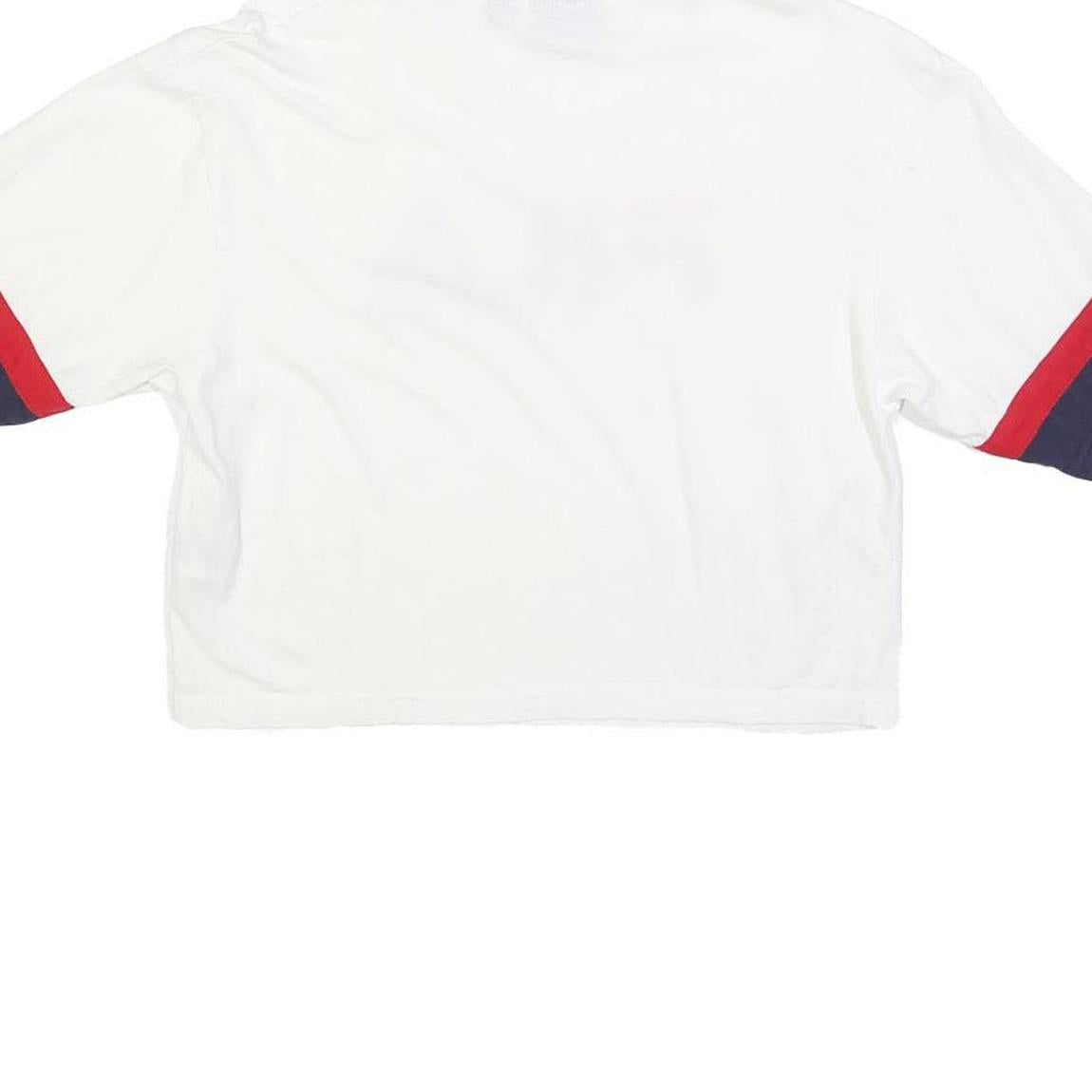 FILA Womens White Navy & Red Graphic T-Shirt XS Short Sleeve Crew Neck Crop