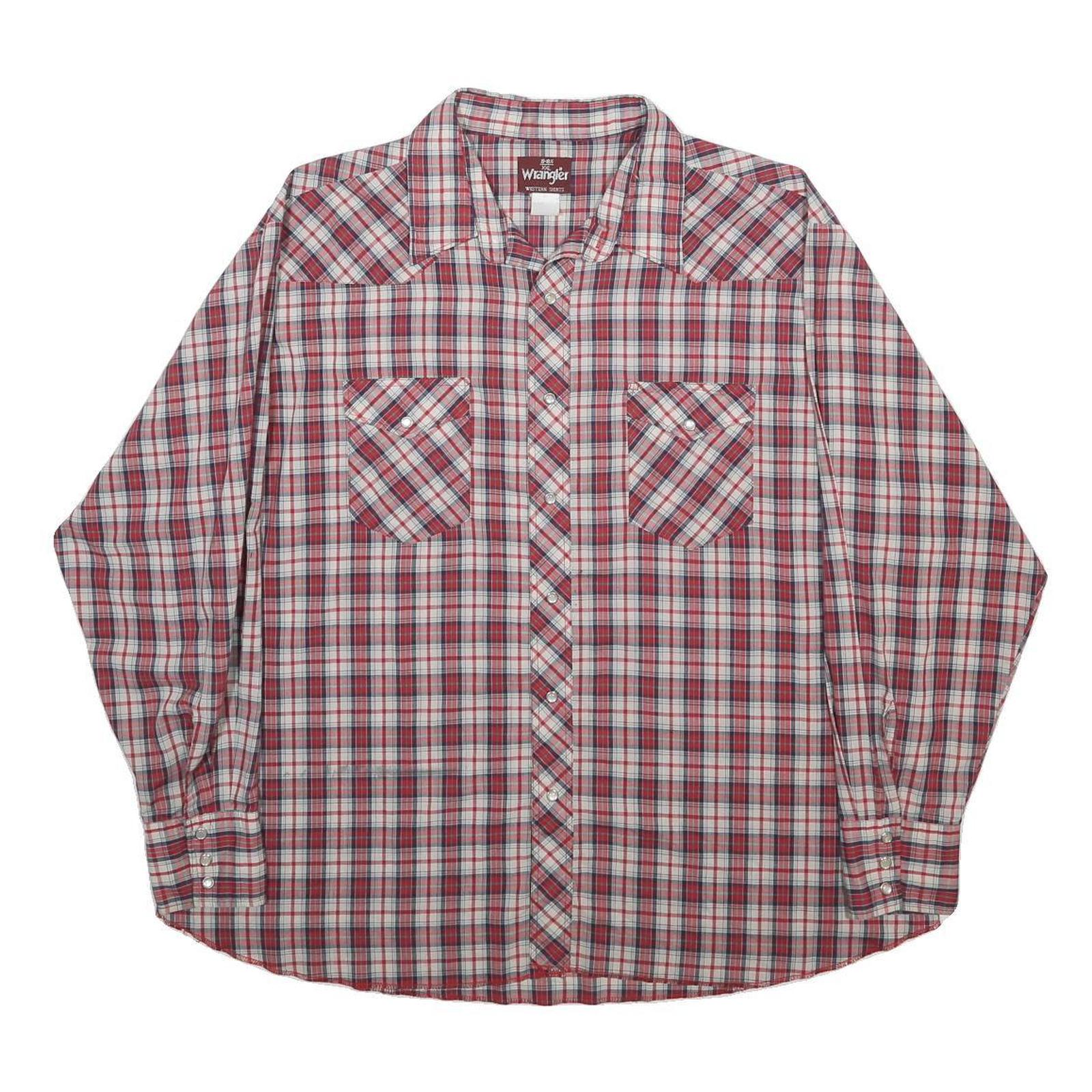 WRANGLER Mens Red & White Check Shirt 2XL Cotton Casual Long Sleeve Western