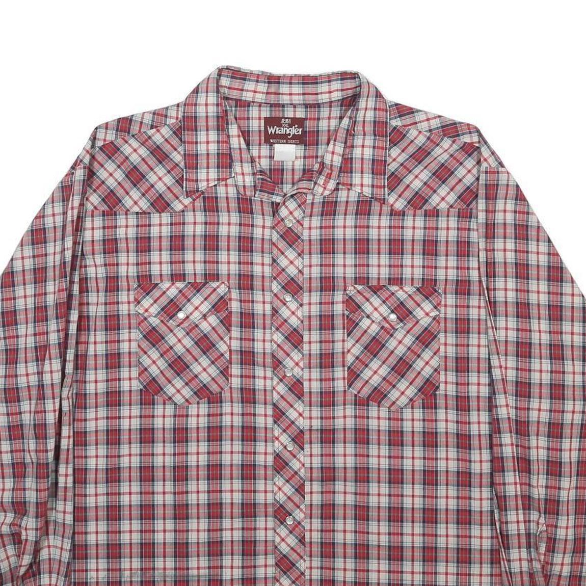 WRANGLER Mens Red & White Check Shirt 2XL Cotton Casual Long Sleeve Western