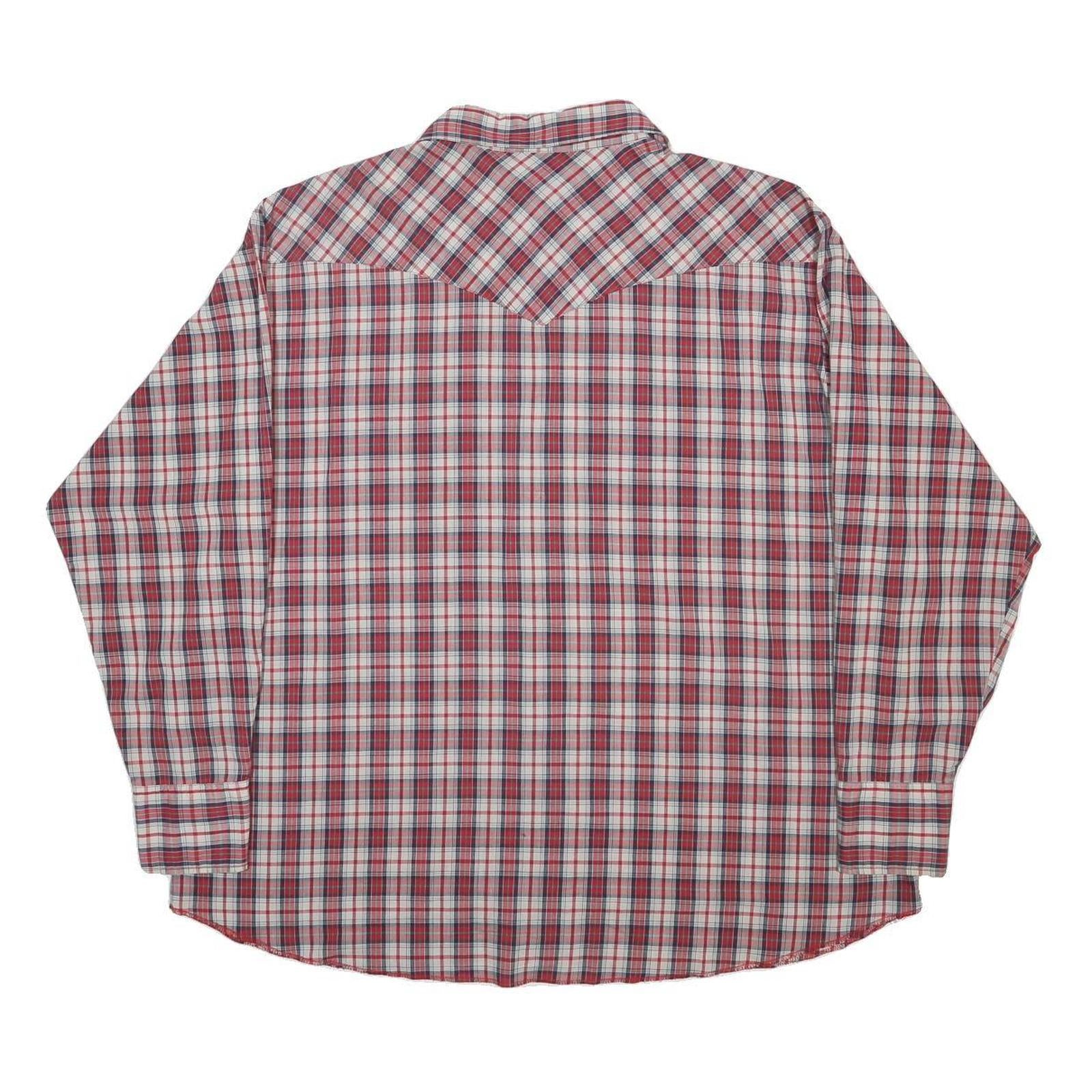 WRANGLER Mens Red & White Check Shirt 2XL Cotton Casual Long Sleeve Western