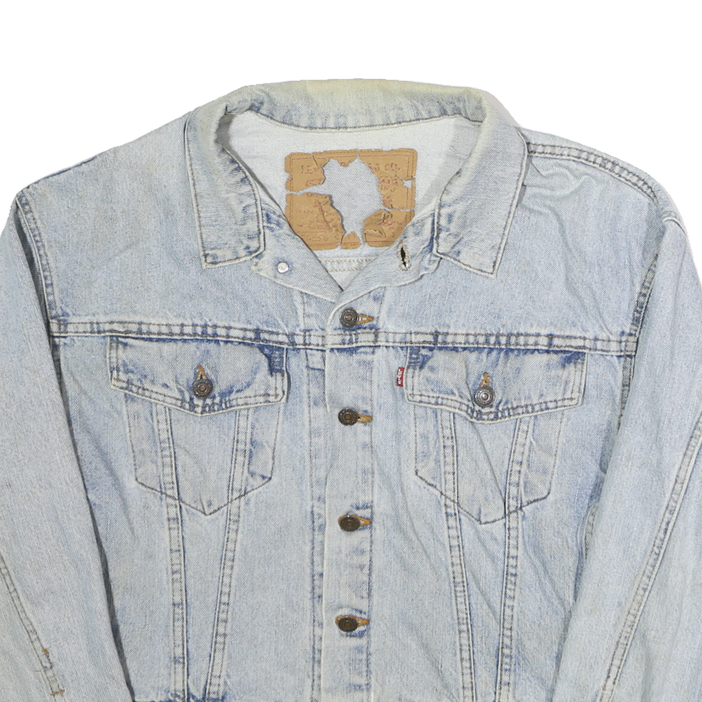 LEVI'S Mens Blue Denim Jacket S Cotton Button Front Classic Vintage Style