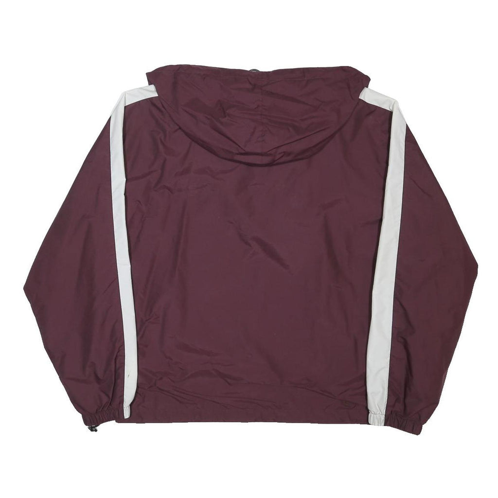 HOLLOWAY Mens Maroon & White Baseball Pullover Jacket L Nylon Hooded Zip