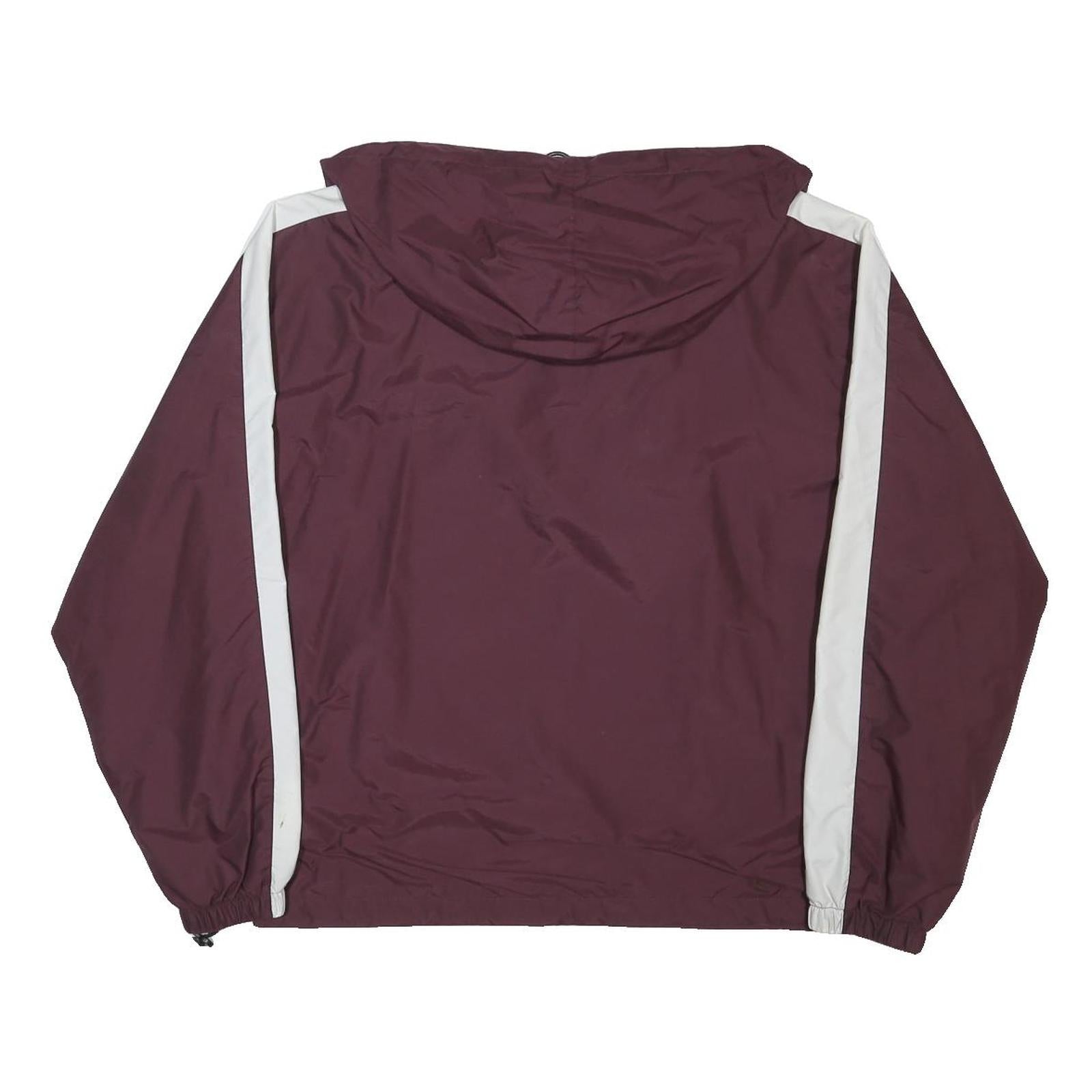 HOLLOWAY Mens Maroon & White Baseball Pullover Jacket L Nylon Hooded Zip