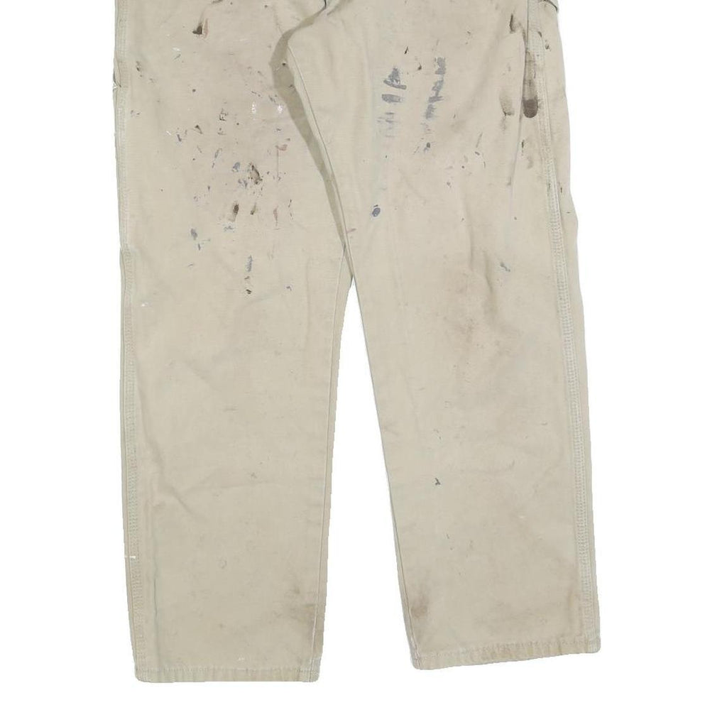 DICKIES Mens Beige Regular Cotton Blend Jeans W32 L30 Workwear Utility Zip