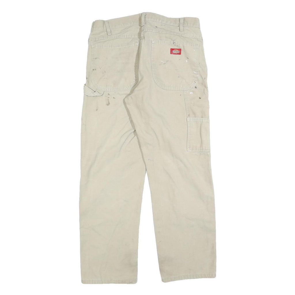 DICKIES Mens Beige Regular Cotton Blend Jeans W32 L30 Workwear Utility Zip
