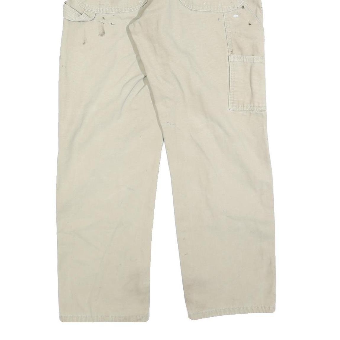 DICKIES Mens Beige Regular Cotton Blend Jeans W32 L30 Workwear Utility Zip