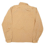 Womens Printed Blouse Brown Collared Long Sleeve Spotted L